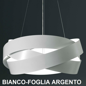 Marchetti pura lampadario moderno 60cm 3xe27 bianco e foglia argento