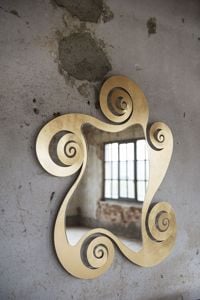 Specchio da parete design particolare metallo foglia oro