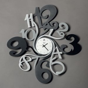 Grande orologio da parete nero alluminio design moderno