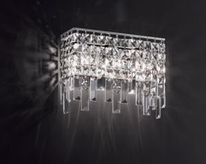 Affralux frangia lampada per parete con cristalli trasparenti