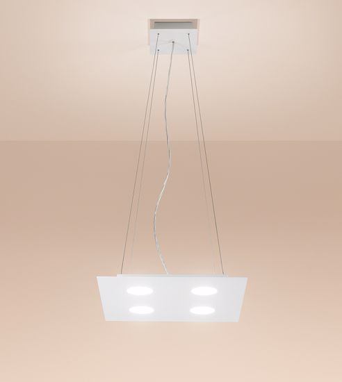 Lampadario moderno doppia luce led metallo bianco rettangolare affralux flet
