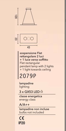 Lampadario da cucina affralux flet 2+1 led 9w doppia illuminazione