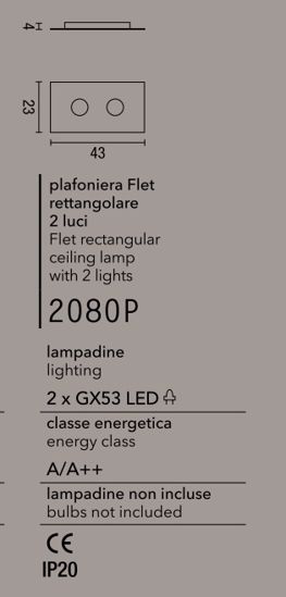 Plafoniera led 2 luci metallo bianco rettangolare affralux flet
