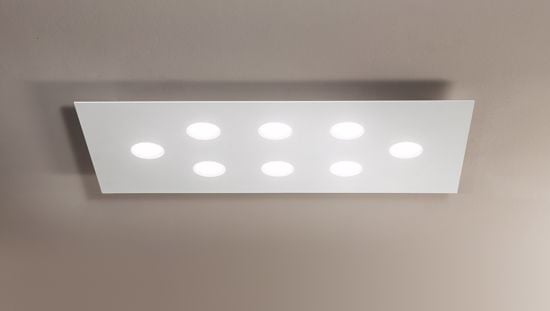 Affralux flet plafoniera led moderna 8 luci metallo bianco rettangolare