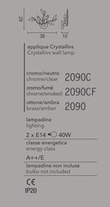 Applique moderno per corridoio cristalli ambra affralux oro lucido
