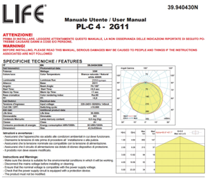 Life lampada tubo led 2g11 30w 2550 lumen 4000k luce naturale cod. 39.940430n