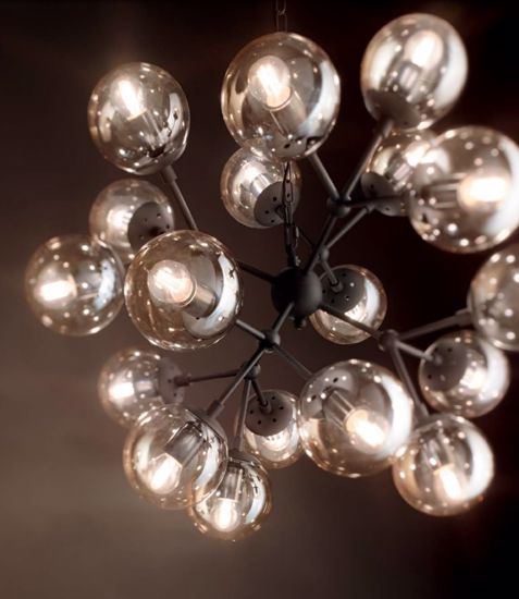Lampadario kepler ideal lux sp18 vetri ambra trasparenti