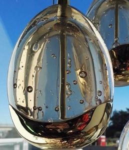 Lampadario da cucina moderna 3 luci led 3000k goccia vetro metallo cromo lucido