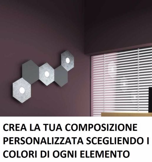 Hexagon plafoniera led 3 luci intercambiabili moderna marrone componibile