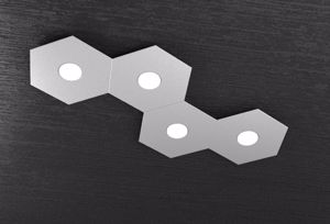 Plafoniera led 4 luci hexagon design toplight metallo grigio