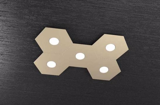 Toplight hexagon plafoniera moderna componibile metallo sabbia 5 luci