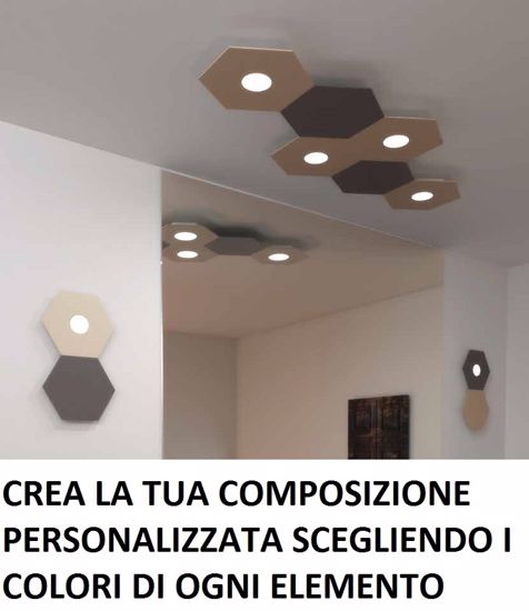 Hexagon top light plafoniera esagonale foglia argento