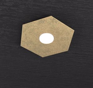 Piccola plafoniera led intercambiabile decoro foglia oro toplight hexagon