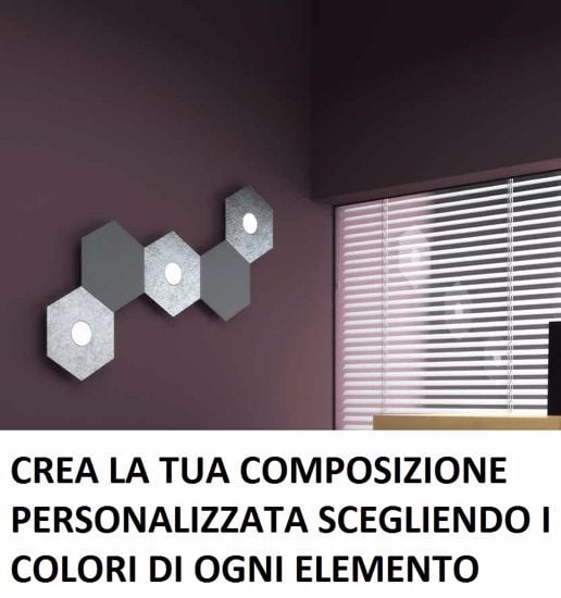 Hexagon toplight plafoniera marrone 2 luci led intercambiabili design moderno