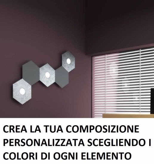 Top light hexagon plafoniera led grigio antracite 5 luci design moderno