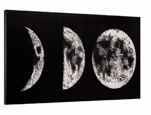 Quadro luna moderno 140x70 tela decorata foglia argento
