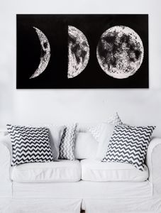 Quadro luna moderno 140x70 tela decorata foglia argento