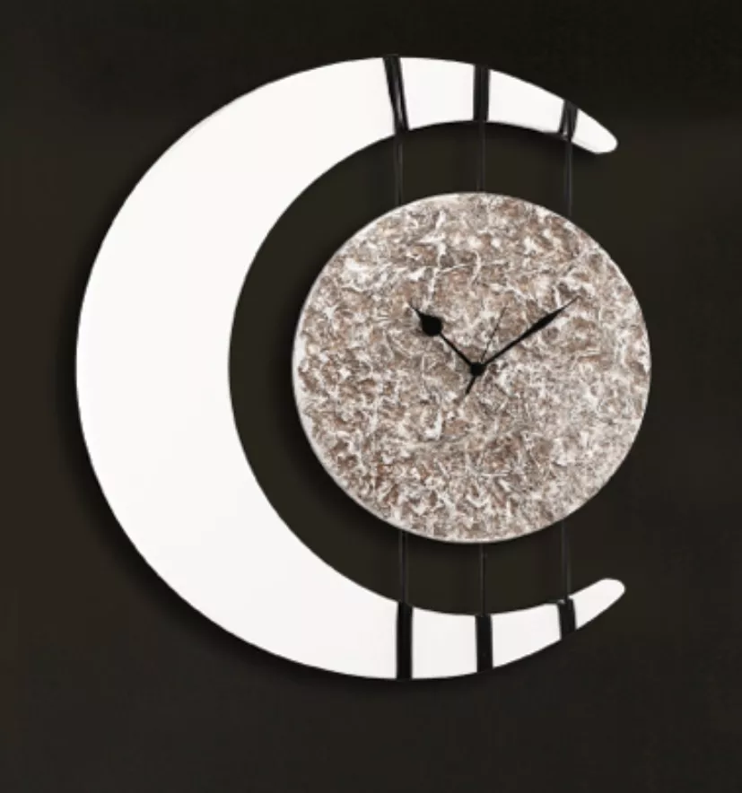 Compra Orologio da parete a LED in legno modello LUNA Ø40cm design luna  con quadrante COPPER ALU METAL look; orologio silenzioso senza ticchettio;  Effetto luce 3D bianco caldo retroilluminato con telecomando; moderna