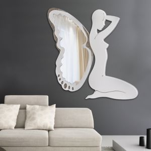 Specchio da parete design particolare laccato avorio decorato