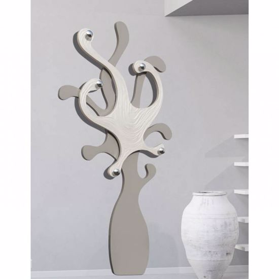 Appendiabiti albero da parete design per ingresso moderno bianco tortora