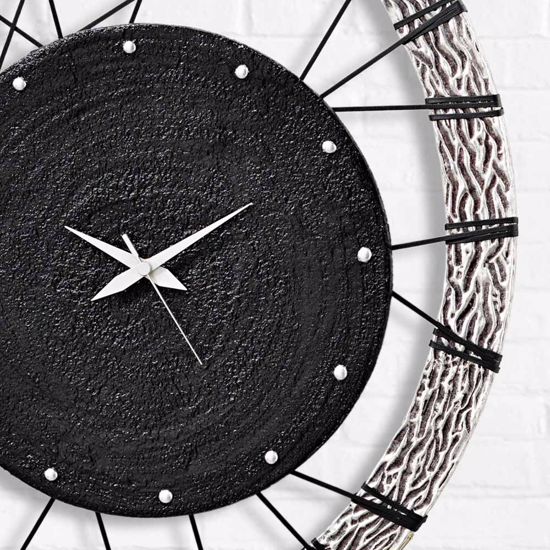 Grande orologio da parete decorativo per soggiorno nero argento 70cm