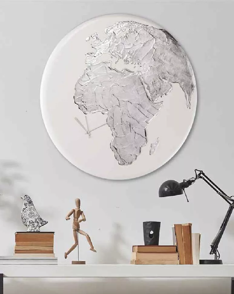 Grande orologio planisfero da parete rotondo mappa del mondo decorativo -  84D