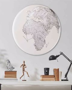 Grande orologio planisfero da parete rotondo mappa del mondo decorativo