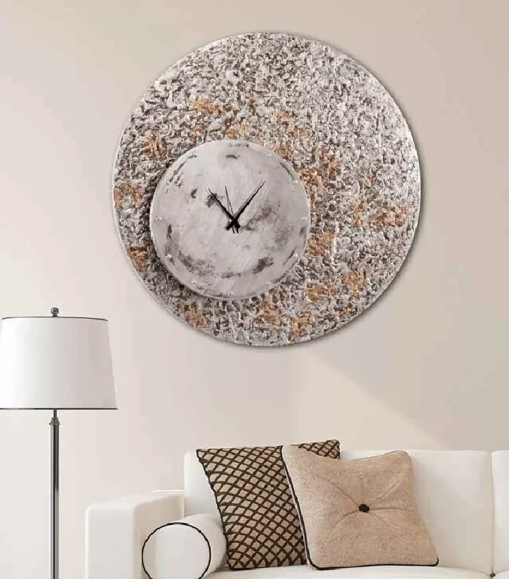 Orologio grande da parete per soggiorno artistico argento oro decorativo -  84C