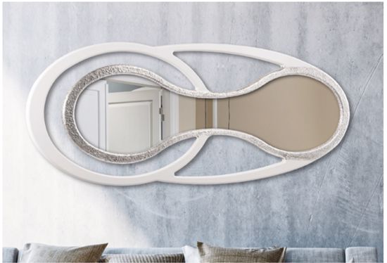 Grande specchiera da parete design moderna 170x70 avorio foglia argento