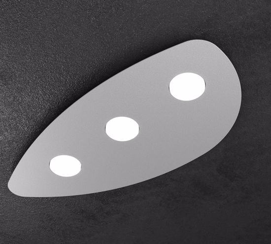 Plafoniera da soggiorno 3 luci intercambiabili in metallo grigio shape toplight