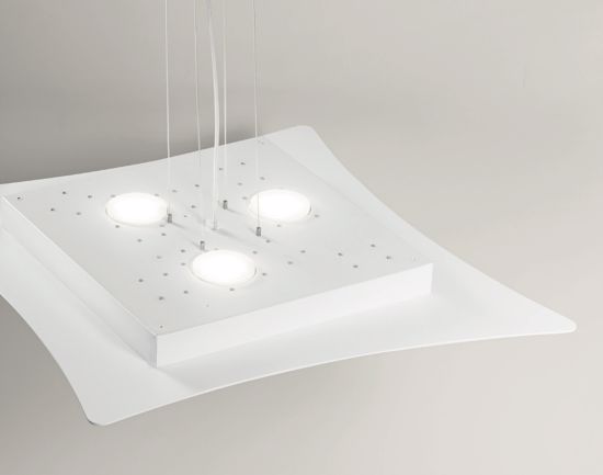 Lampadario moderno per soggiorno bianco 7-3 led gea luce isotta biemissione