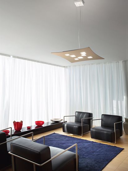Lampadario moderno per soggiorno bianco 7-3 led gea luce isotta biemissione