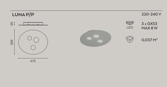 Plafoniera design led 24w gx53 luna gea luce tortora per cucina moderna