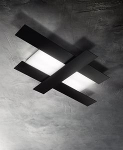Plafoniera led 40w 3000k &quot; medium &quot; doha gea luce nera design per salotto moderno