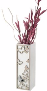 Vaso moderno squadrato farfalle tortora argento