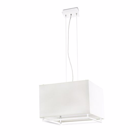 Lampada moderna a sospensione rettangolare per tavolo soggiorno tessuto beige
