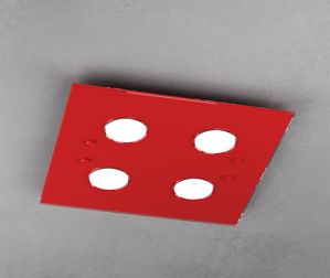 Plafoniera da cucina moderna quadrata vetro rosso lucido