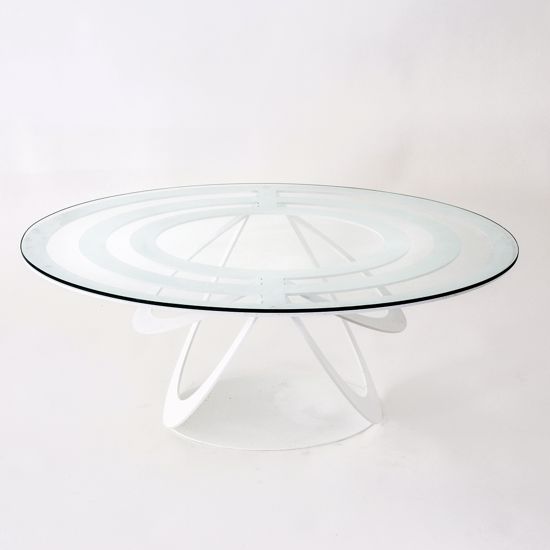 Tavolino ovale bianco da salotto metallo e vetro