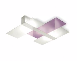 Plafoniera moderna per cucina metallo vetro bianco lilla lucido linea light triad