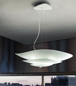 Linea light moledro lampadario design moderno vetri satinati per soggiorno