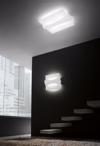 Plafoniera moderna per soggiorno 57cm vetro metallo alluminio linea light zig zag