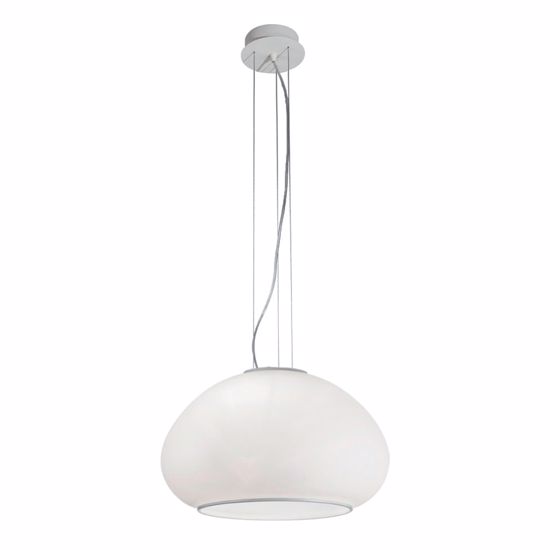 Lampadario da cucina moderna design campana vetro bianco 50cm