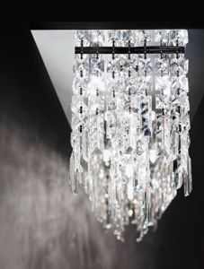 Lampadario in cristallo elegante rettangolare per soggiorno affralux frangia