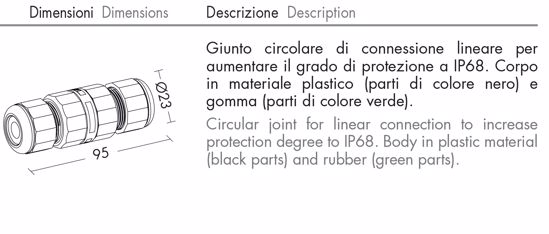 Giunto circolare 9.5 connessione lineare per aumentare a ip68