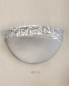 Lampada da parete applique classica vetro decoro foglia argento