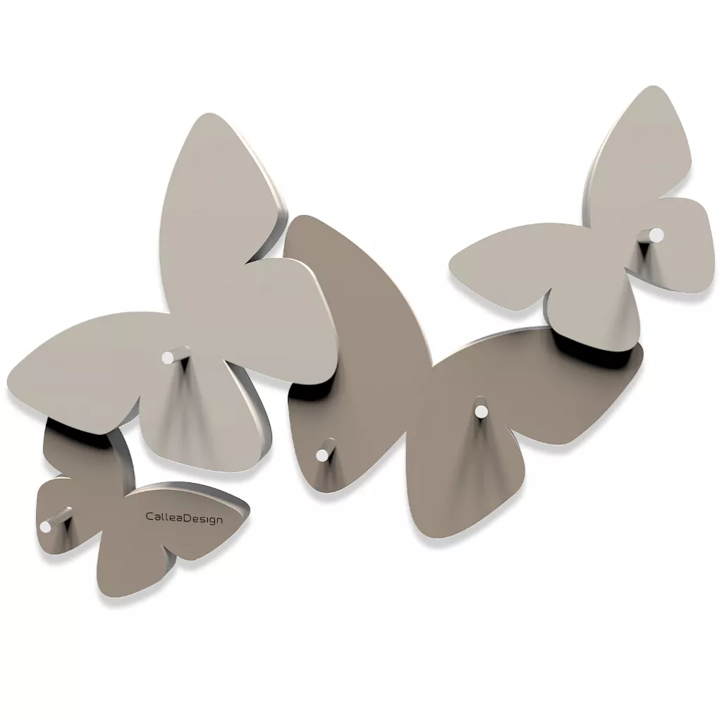 Portachiavi da parete moderno magnetico farfalle legno tortora - 50-18-1-13