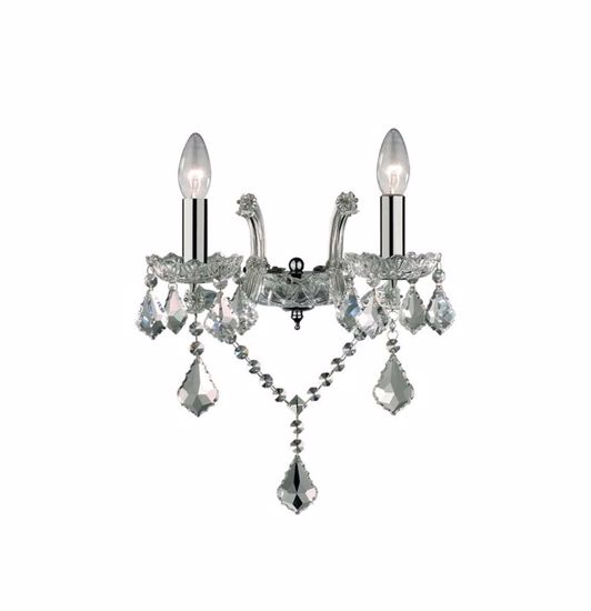 Applique lampada da parete stile classico cristalli trasparenti 2 bracci per salotto