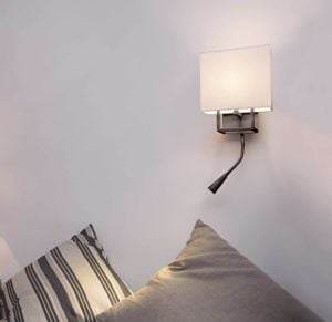Applique da comodino marrone per camera da letto doppia luce con interruttore