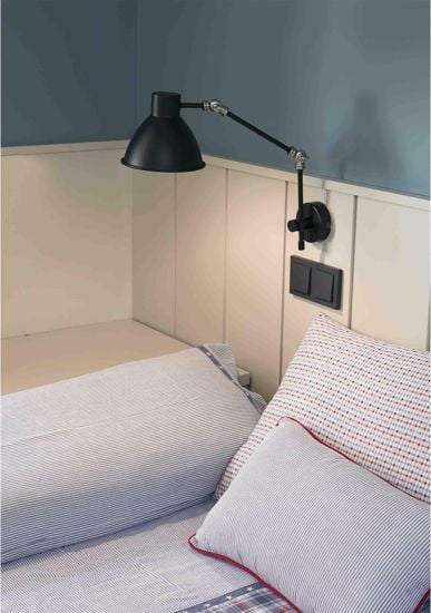 Applique lampada estensibile per camera da letto nero da lettura orientabile