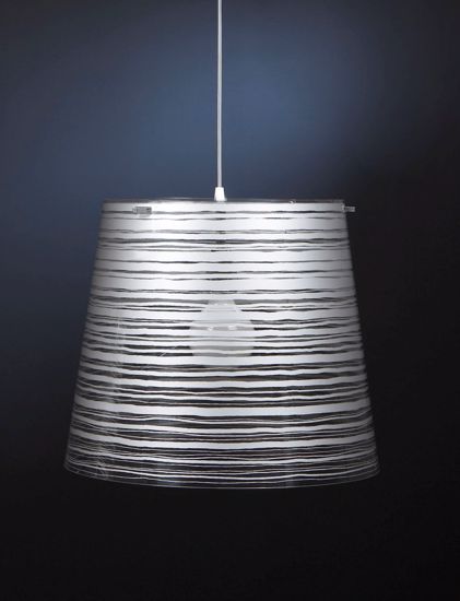 Lampadari cucina moderna 30cm striato policarbonato righe bianche